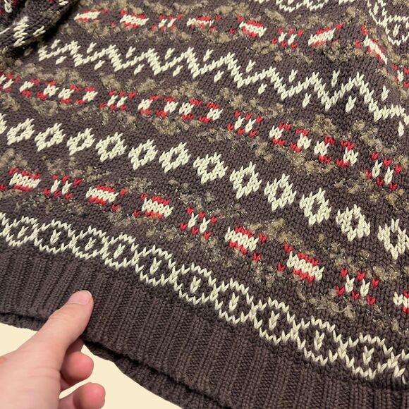 1990s GAP kids XL cardigan sweater, vintage XL (age 11-12) brown/red sweater - Picture 6 of 8